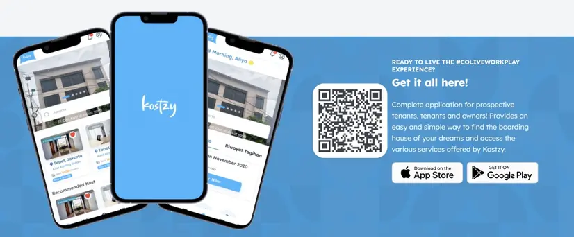 download aplikasi Kostzy melalui Play Store atau App Store untuk menemukan hunian coliving impianmu